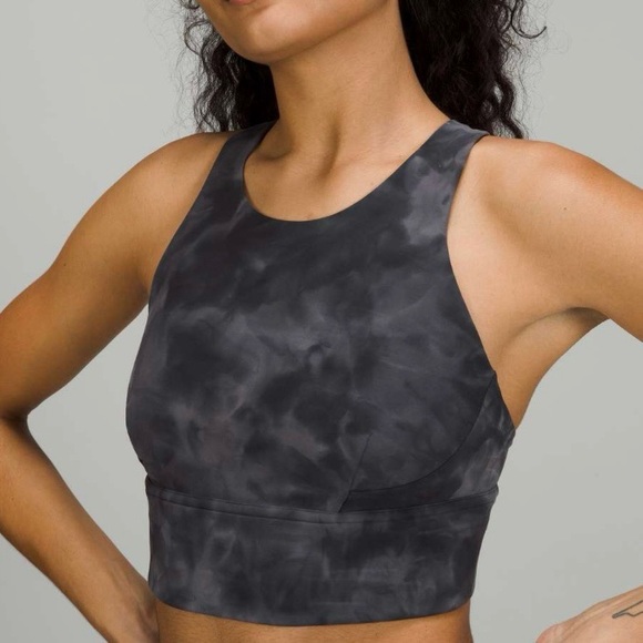 LULULEMON Diamond Dye Pitch Grey Graphite Grey Wunder Train Longline Bra Size 8 - Picture 10 of 12